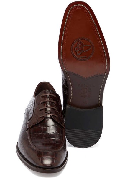 Kahve Hakiki Deri Erkek Klasik Ayakkabı - E24I1AY56658-D70