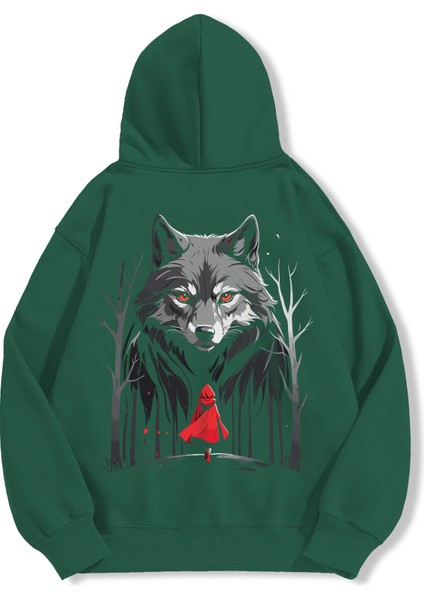 Unisex Sweatshirt Oversize Hoodie Wolf Red Cloak modelleri