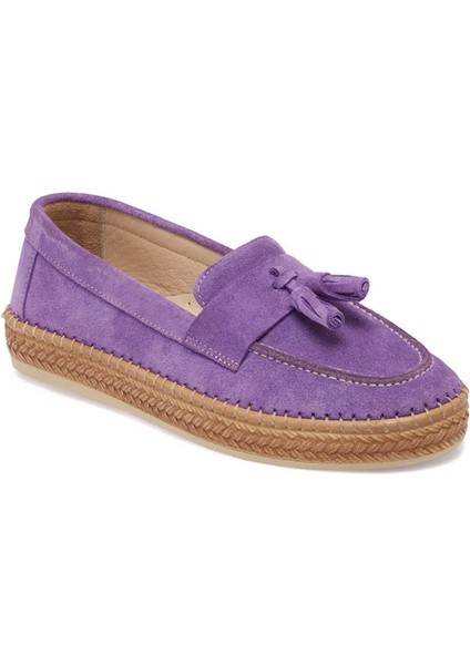 Lila Hakiki Süet Deri Kadın Espadril - K24I1AY67227-R92