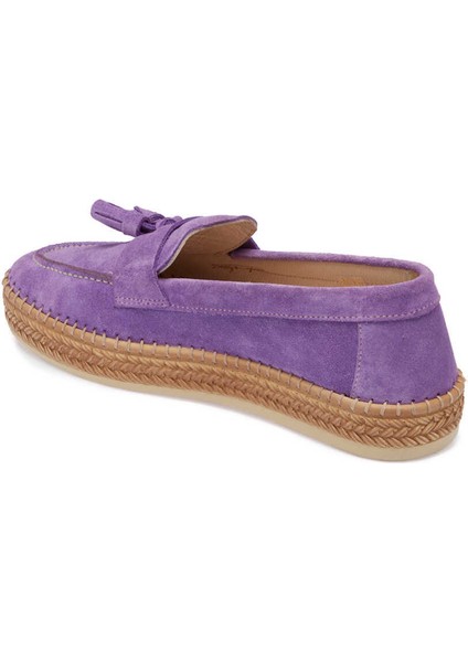 Lila Hakiki Süet Deri Kadın Espadril - K24I1AY67227-R92