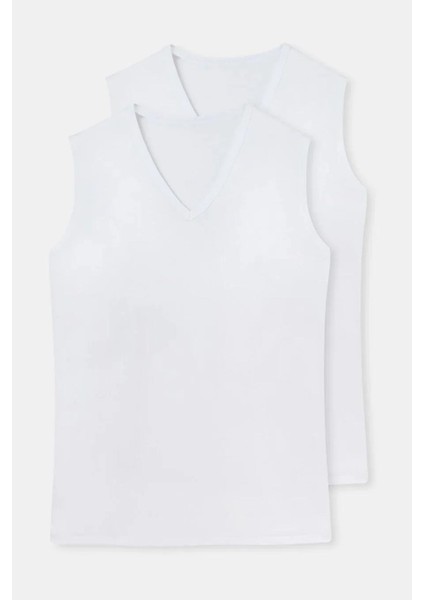 1070 Erkek 2'li Kısa Kollu V Yaka Fanila-Beyaz fiyatları