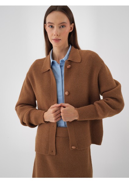 Kadın Camel Doğal Yün Dokulu Oversize Ceket indirimleri