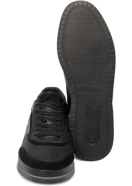 Siyah Hakiki Deri Erkek Sneaker - E24I1AY56689-A23