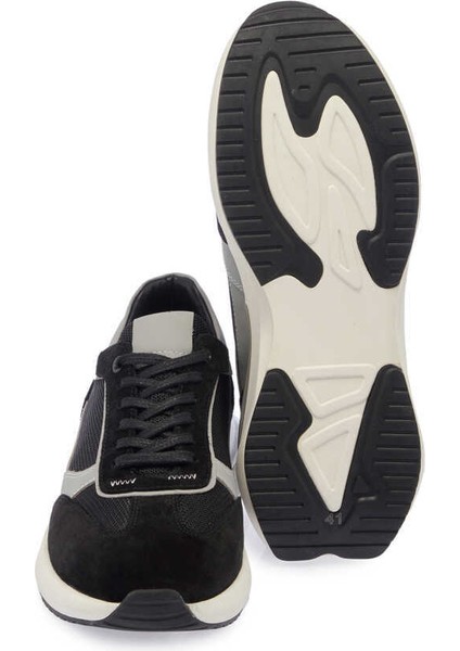 Siyah Hakiki Deri Erkek Sneaker - E24I1AY56693-A01