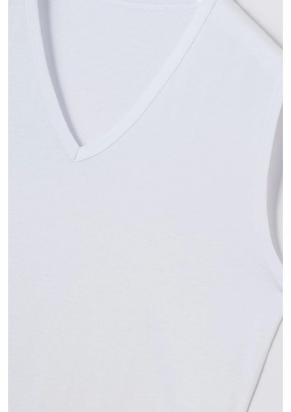 1070 Erkek 2'li Kısa Kollu V Yaka Fanila-Beyaz fırsatları