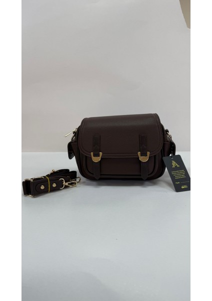 , Toka Aksesuar Detaylı,kapaklı,çok Gözlü, Kahve Kadın Çapraz Çantası