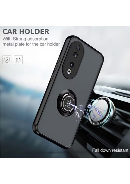 Honor 70 Uyumlu Kılıf Yüzüklü Standlı Extra Darbe Koruma Sert Silikon Kapak - Lacivert modelleri