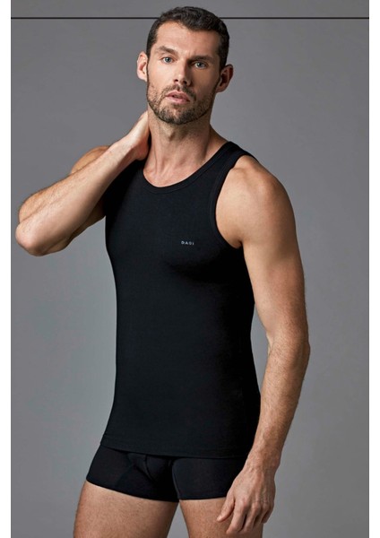 4000 Erkek Kalın Askılı U Yaka Mikro Modal Atlet-Siyah