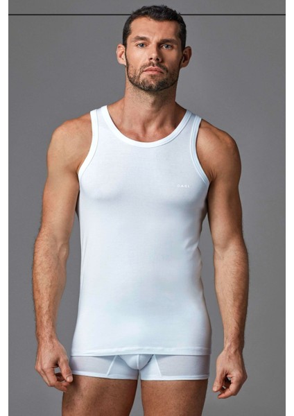 4000 Erkek Kalın Askılı U Yaka Mikro Modal Atlet-Beyaz