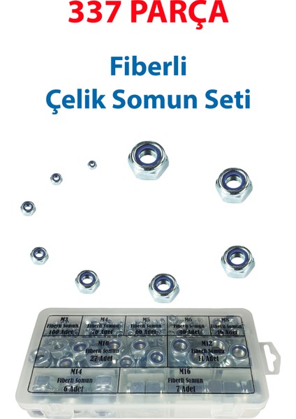 337 Parça Fiberli Çelik Somun Seti (Dın 985)