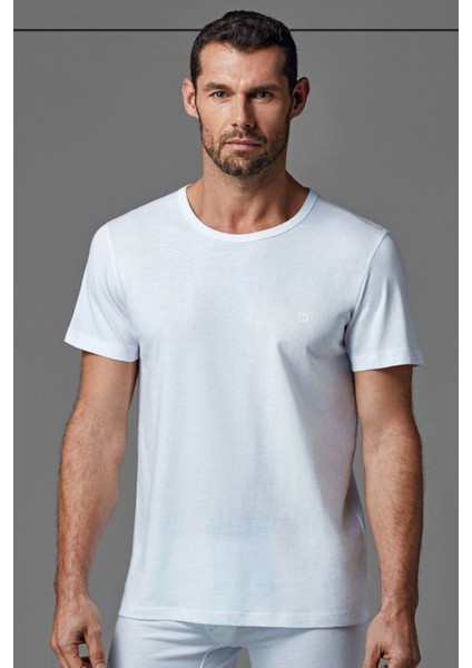 1160 Erkek 2'li Kısa Kollu Bisiklet Yaka Fanila-Beyaz modelleri