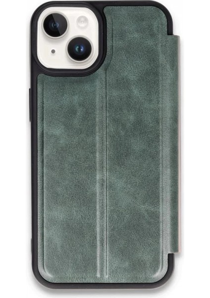 iPhone 15 Kılıf Flip Cover - Koyu Yeşil