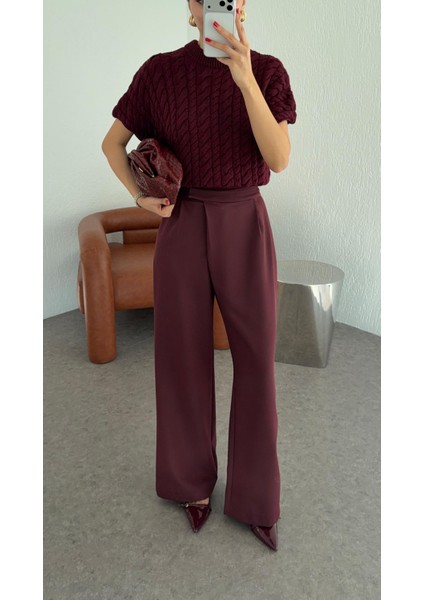Çapraz Kemerli Bordo Premium Pantolon fiyatları
