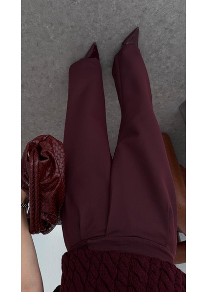 Çapraz Kemerli Bordo Premium Pantolon modelleri