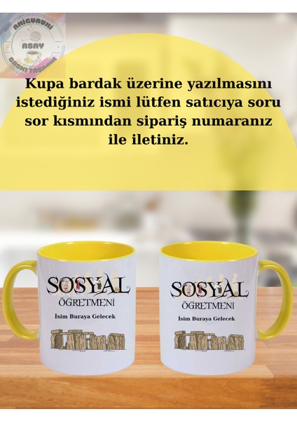 Sosyal Öğretmeni Öğretmenler Günü Kişiye Özel Kupa Bardak modelleri