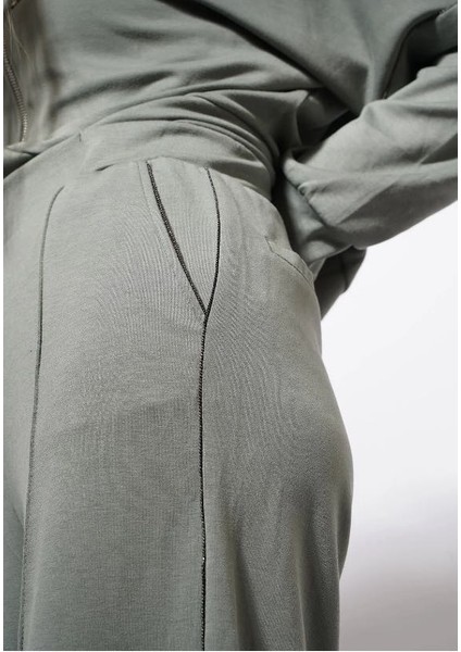 Zincir Detay Modal Eşofman Takım Haki modelleri