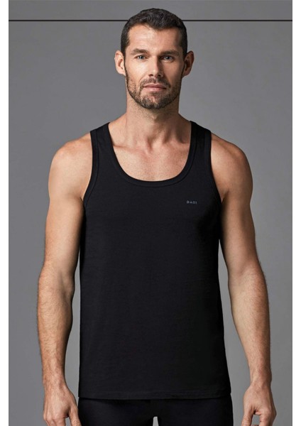 1010 Erkek 2'li Askılı Bisiklet Yaka Atlet-Siyah