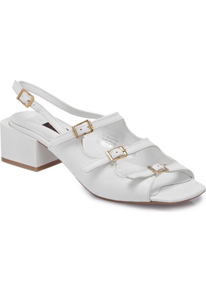Beyaz Hakiki Deri Kadın Sandalet - K24Y1SN67292-A26