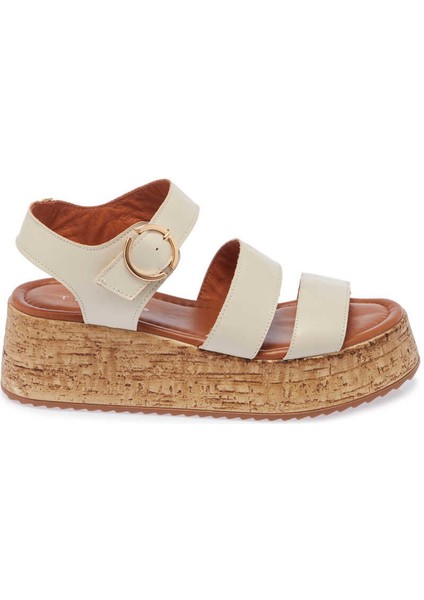 Bej Hakiki Deri Kadın Sandalet - K24Y1SN67244-A25
