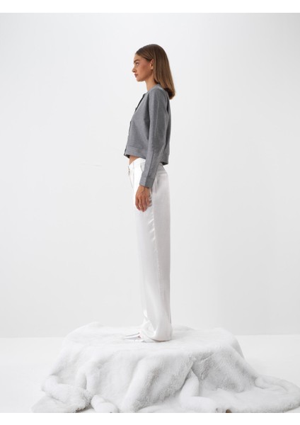 Kadın Antrasit Işıltılı Sim Detaylı Regular Fit Hırka