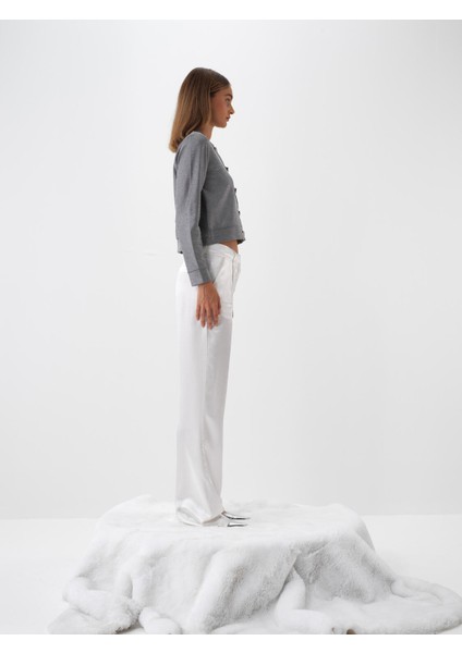 Kadın Antrasit Işıltılı Sim Detaylı Regular Fit Hırka