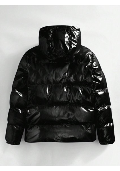 Erkek Siyah Su ve Rüzgar Geçirmez Parlak Şişme Mont fiyatları
