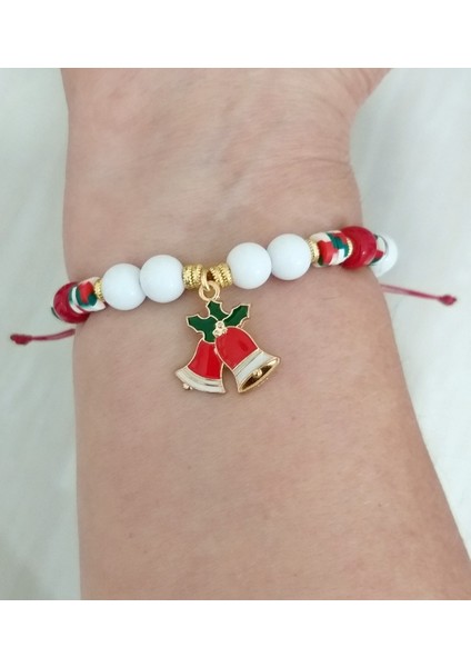 Üç Adet Yılbaşı Kartlı Noel Süslü Fimo ve Cam Boncuklu Bileklik modelleri