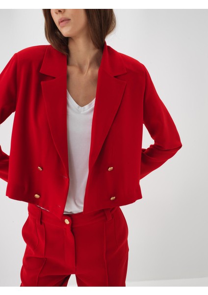 Kadın Kırmızı Formunu Koruyan Regular Fit Ceket