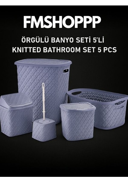 5 Parça Fonksiyonel Sepet Seti – Çamaşır Sepeti, Çöp Kovası ve Organizerler