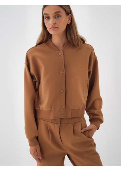 Kadın Camel Pamuk Dokulu Oversize Sweatmont indirimleri