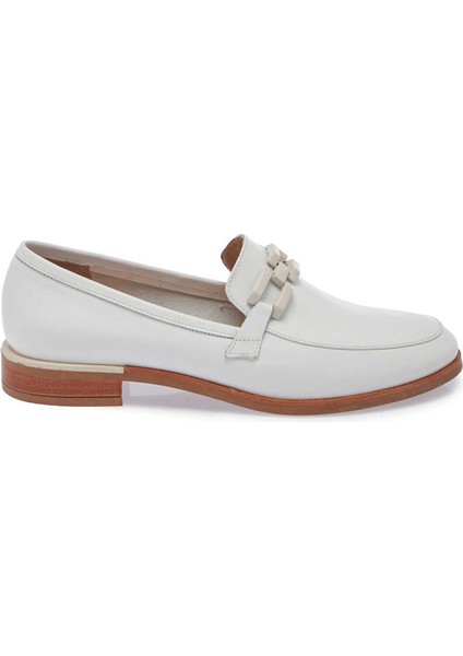 Beyaz Hakiki Süet Deri Kadın Makosen - K24I1AY67295-A26