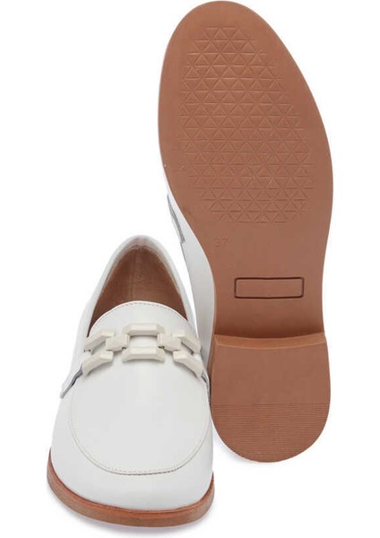 Beyaz Hakiki Süet Deri Kadın Makosen - K24I1AY67295-A26