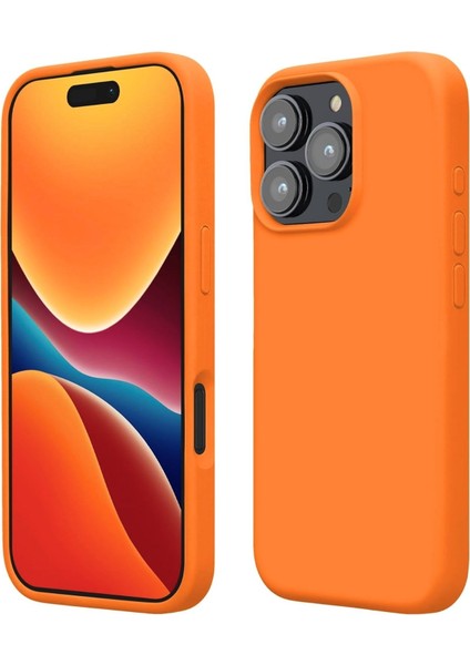 Apple iPhone 14 Pro Max Uyumlu Silikon Kılıf - Pastel Renk Tonu Esnek Tam Koruma Kapak - Turuncu