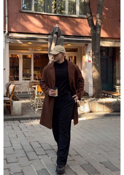 Erkek Regular Fit Düğmeli Cepli Kışlık Astarlı Klasik Uzun Kaşe Kaban fiyatları