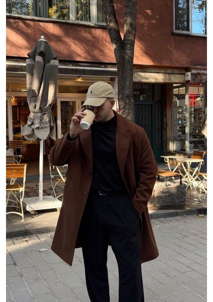 Erkek Regular Fit Düğmeli Cepli Kışlık Astarlı Klasik Uzun Kaşe Kaban fırsatları