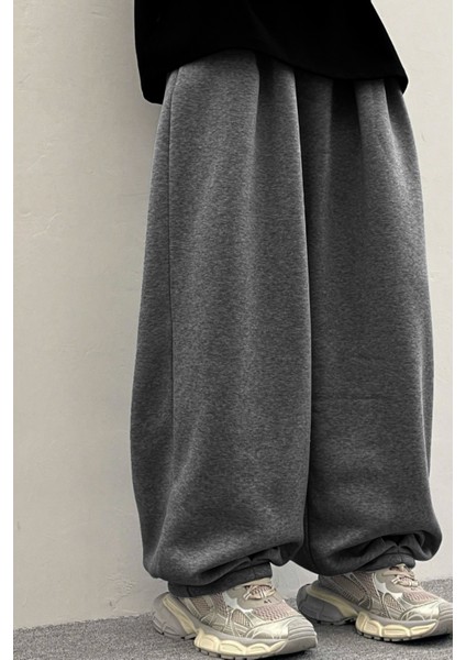 Bol Baggy Eşofman Altı Lastikli Paça Ayarlanabilir Unisex Erkek Kadın Gri Siyah Antrasit fırsatları