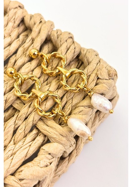 Twist Pearl No:1 Altın Kaplama Küpe