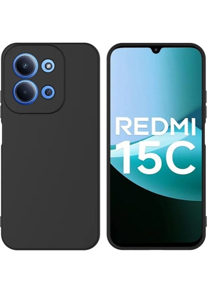 Redmi 15C Uyumlu Silikon Kılıf - Kamera Korumalı Esnek Pastel Renk Kapak - Siyah