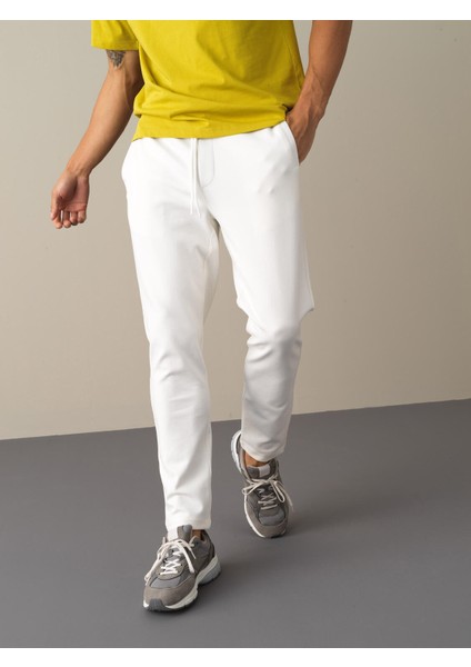 Erkek Beyaz Pamuklu Sweat Pantolon