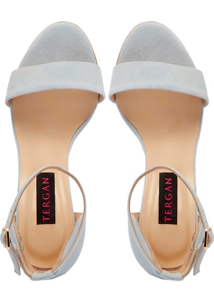 Mavi Hakiki Süet Deri Kadın Dolgu Topuklu Ayakkabı - K24Y1AY67251-F60