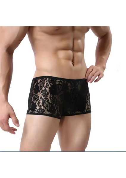 Mulvxbrf BRF02 Dantelli Siyah Erkek Boxer - Erkek Iç Çamaşırı (Mulvix)