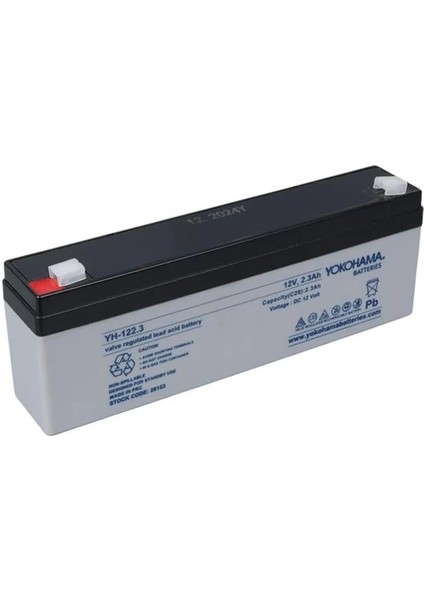 YH-122.3 12 Volt - 2.3 Amper Yatık Uzun Akü (176X61X33 Mm)