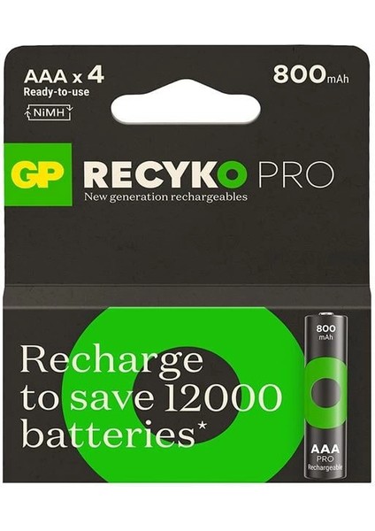 Recyko Pro 800 Mah Ni-Mh 1.2 Volt Aaa Ince Kalem Şarjlı Pil 4lü Paket fiyatları