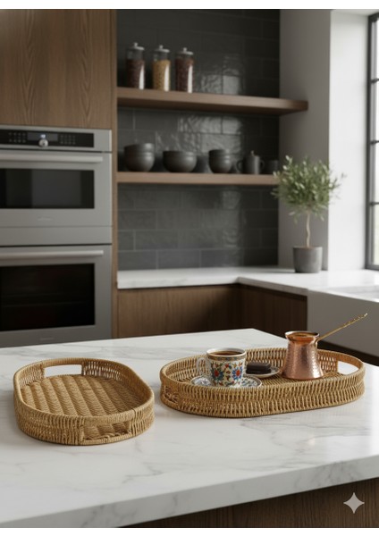 Hasır Çok Amaçlı Tepsi Sunumluk (Kahve Sunumluk) Takım (3 Adet) fiyatları