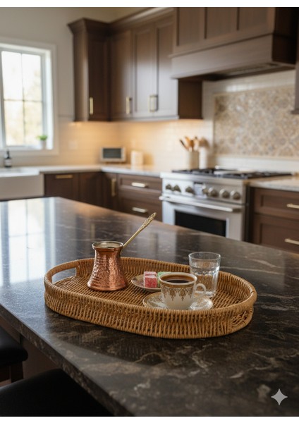 Hasır Çok Amaçlı Tepsi Sunumluk (Kahve Sunumluk) Takım (3 Adet) fırsatları