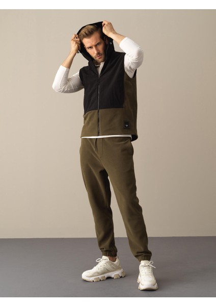 Erkek Haki Regular Fit Polar Yelek