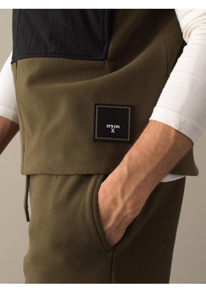 Erkek Haki Regular Fit Polar Yelek