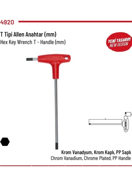T Tipi Alyan (Allen) Anahtar Altı Köşe 10MM