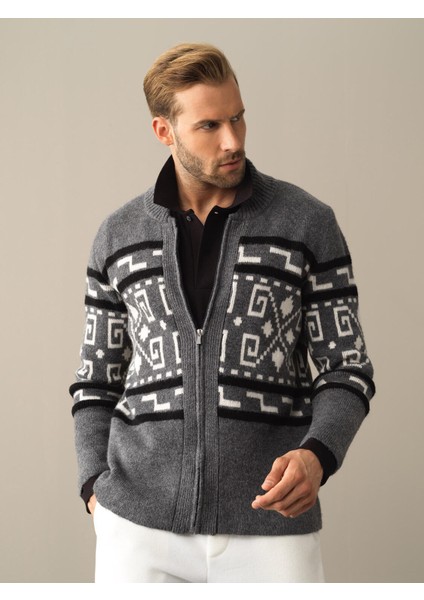 Erkek Antrasit Regular Fit Hırka