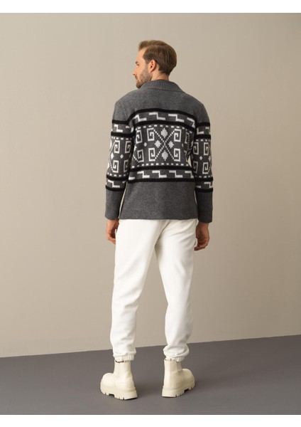 Erkek Antrasit Regular Fit Hırka